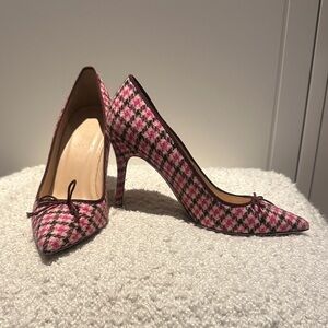 Elegant JCrew Pink Plaid Women's Heels